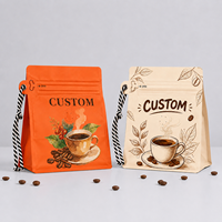 Sac à café personnalisé sur mesure de 1 kg à fond plat, haute barrière pour emballage de café doublé d'aluminium, pochette à valve refermable unique