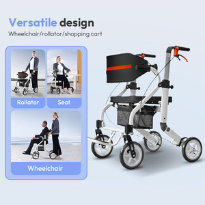 Déambulateur multifonctionnel 2-en-1, fauteuil roulant, déambulateur de transfert, fauteuil roulant léger pliable et détachable - Product Image 6