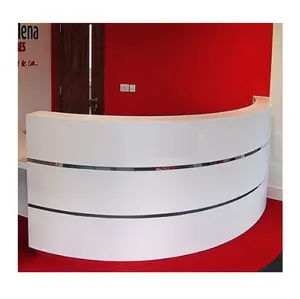 Mesa de recepção pequena forma curvada branca moderna salão de beleza