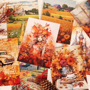 JAI IMAN 24 cartes et 36 autocollants DIY Automne Ensemble de cartes d'<span class=keywords><strong>ephemera</strong></span> inscriptibles pour les fournitures de scrapbooking - Product Image 4