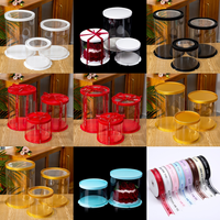Boîte à gâteau ronde en gros, emballage cadeau transparent pour desserts d'anniversaire, produits de boulangerie, aliments faits maison