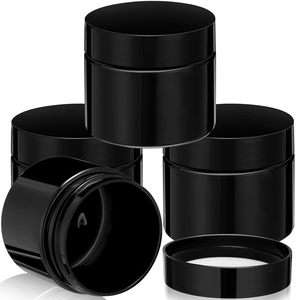 Bocaux ronds noirs en plastique personnalisés, contenants PET pour aliments, poudre protéinée, boîtes de voyage, bouteilles de rangement en plastique PET - Product Image 1