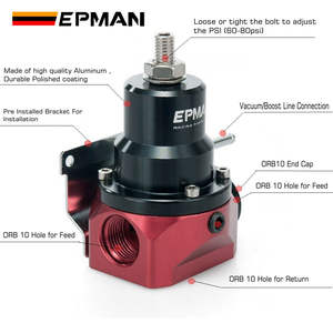 EPMAN Kraftstoffdruckregler mit Manometer AN10 Zulaufleitung & AN6 Rücklaufleitung & AN10 Endkappe EPFPR717 - Product Image 2