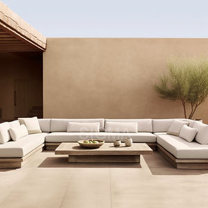 أثاث حديث عالي الجودة على شكل حرف U مناسب لجميع الأجواء والفناء من الخشب الصلب أثاث من خشب الساج مجموعة أرائك للحدائق - Product Image 3