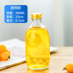 Bouteille d'eau minérale 30cl Cold Brew Coffee Sirop Sauce Liqueur Whisky Bouteille en verre 300ml Round Glass Portable <span class=keywords><strong>Saumure</strong></span> Scrub Fruit Bottle - Product Image 2