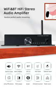 Nouveau modèle P Amplificateur de puissance audio Récepteur Wi-Fi domestique avec <span class=keywords><strong>entrée</strong></span> microphone BT 5.0 Vinyl MM - Product Image 4