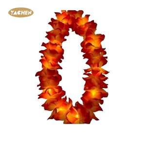 Yachen LEDライトアップハワイフラワーレイスガーランド大人の子供フラルオーグローリースネックレス誕生日パーティーウェディングデコレーション - Product Image 5