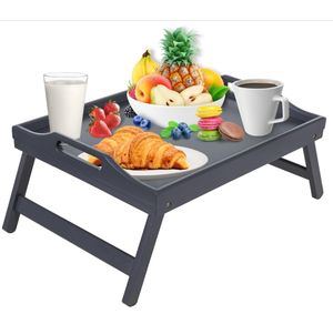 Table plateau de <span class=keywords><strong>lit</strong></span> en bambou <span class=keywords><strong>avec</strong></span> poignées et pieds pliables, plateau à genoux polyvalent et <span class=keywords><strong>bureau</strong></span> debout pour le petit déjeuner au <span class=keywords><strong>lit</strong></span>, canapé, manger - Product Image 1