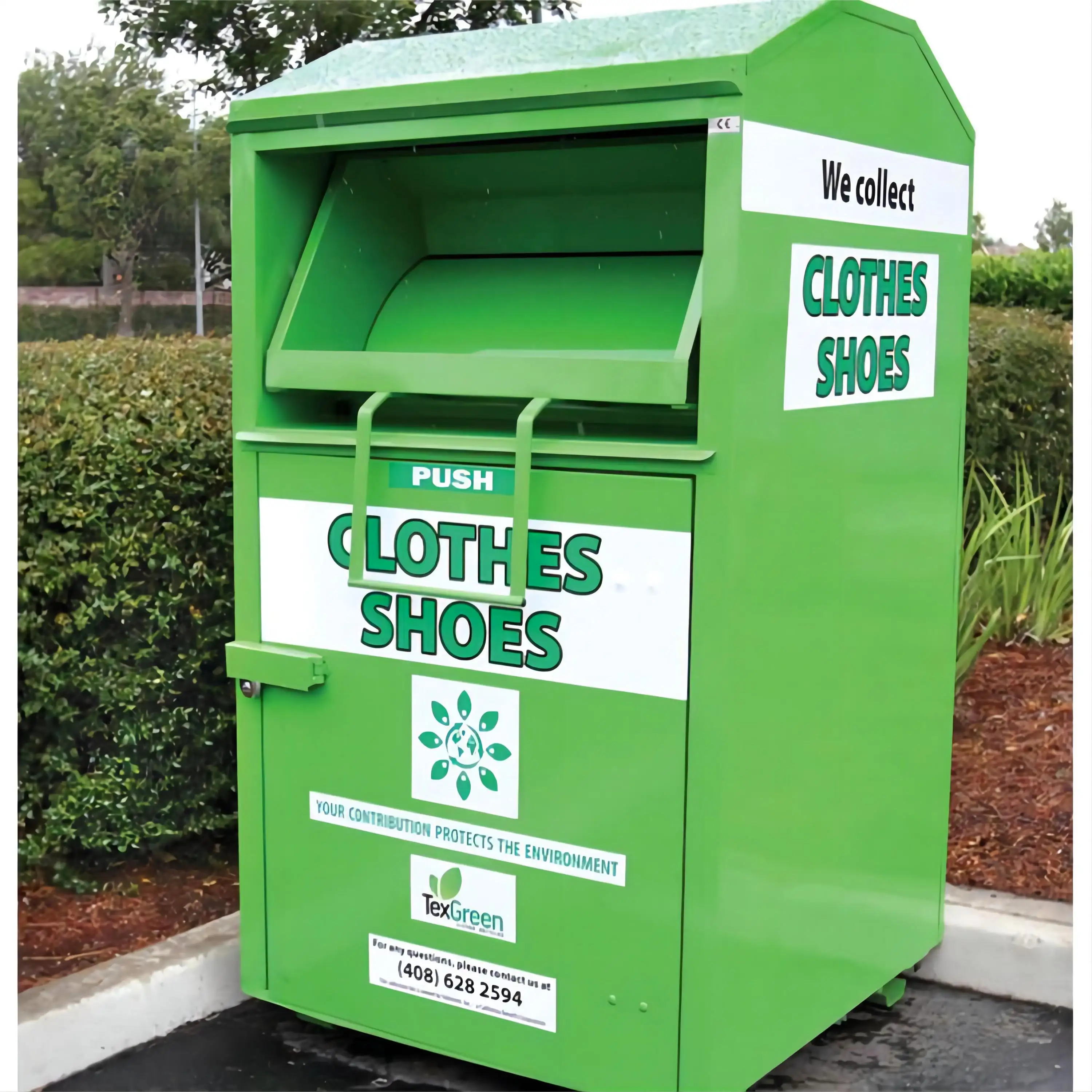 Banques de vêtements sur mesure Poubelle de recyclage Conteneurs Livre Chaussures Boîtes de dons de vêtements Poubelle de don pour vêtements