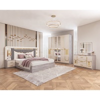 Ensemble de chambre à coucher de luxe moderne turc en bois, 5 pièces, lit double king size, pour chambre principale, vente en gros Foshan