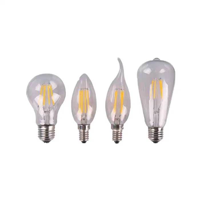 Hot Selling AC220V/110V clear amber antique vintage LED Filament Lamp Bulb C35 A60 ST64 E14 E27
