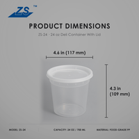 Contenants alimentaires étanches en plastique de 24 oz, directement de l'usine, avec couvercle, imprimés sur mesure pour salades et soupes de traiteur