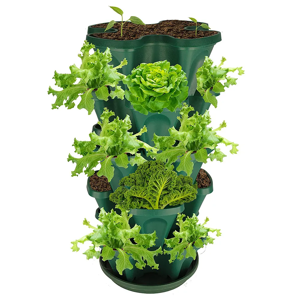 Pot de jardinière empilable, 5 étages, plante végétale, fleur, fraise, grand panier en plastique, tour hydroponique verticale, jardinière de jardin