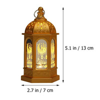Nicro Décoration de Table ou Suspendue Style Arabe Musulman Aïd Moubarak, Lanternes LED en Plastique Doré Artisanales pour Fête du Ramadan