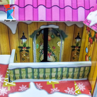 Puzzle 3D Busa DIY Adegan Rumah Gudang Natal, Mainan Kerajinan Anak, Model Rakitan Santa Snowman Sleigh, Dekorasi Meja Natal untuk Rumah