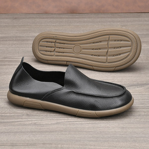 AIBOIS Mocassins Homme à Enfiler Bout Rond Cuir Véritable Respirant Semelle Caoutchouc Chaussures Décontractées de Conduite - Product Image 2