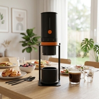 Moulin à café électrique intelligent mini rechargeable avec réglages ajustables, construction en aluminium, design moderne TG01