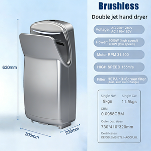 มอเตอร์ไร้แปรงถ่านกำลังสูง 1000 วัตต์ (31,500 <span class=keywords><strong>รอ</strong></span>บต่อนาที) เครื่องเป่ามือ แห้งเร็วพิเศษใน 10 วินาที พร้อมความเร็วลม 155 เมตร/วินาที ตัวก<span class=keywords><strong>รอ</strong></span>ง HEPA - Product Image 3