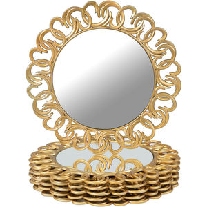 Platos base dorados de 13 pulgadas para bodas, platos base tipo espejo para platos de cena, platos base de plástico con borde en espiral entrelazado - Product Image 1