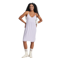 Robe de nuit élégante et confortable pour la peau, taille S-XXL, couleur unie, col en V, détail en dentelle, sans manches, style cami, longueur midi, pour un usage quotidien