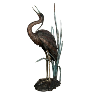 Statue de grue héron en bronze de style moderne oiseaux animaux en métal pour décor de jardin extérieur - Product Image 3