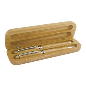 Set de Bolígrafo y Pluma Roller de Bambú con Caja, Instrumento de Escritura Ecológico Premium - Product Image 1