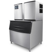 Machine à glaçons commerciale 225 kg/500 lb, automatique, en acier inoxydable, avec pompe à eau robuste pour restaurant, bar, hôtel