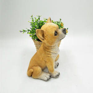 Plantes vertes bonsaï style chien de dessin animé, Pot en résine avec trou pour planteur de fleurs d'herbes succulentes - Product Image 2