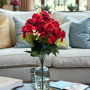 18 cabezas hechas a mano coloridas rosas boda decoración hogar Mesa rojo blanco flores bonsái bonito arreglo de paisajismo - Product Image 5