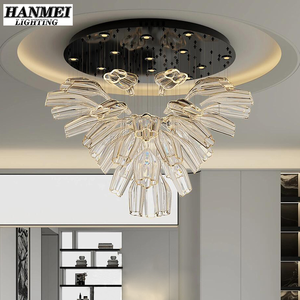 Lámpara Colgante Modernista de Lujo E27, Pantalla de Cristal Rojo Anaranjado Tradicional para Sala de Estar, Vestíbulo de Hotel, Villa, Patio Dorado - Product Image 3