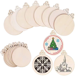 Círculos de madera preperforados sin terminar, rebanadas de madera de sándalo Natural <span class=keywords><strong>para</strong></span> manualidades DIY, grabado, adornos navideños, regalos de arte <span class=keywords><strong>para</strong></span> el hogar - Product Image 5