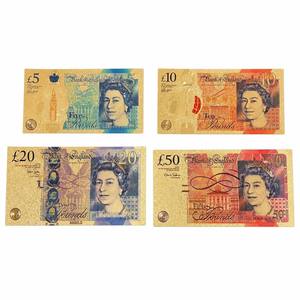 Set di 4 Banconote Britanniche GB Placcate in Oro 24K per Collezione, Vendita Calda 2026 - Product Image 1