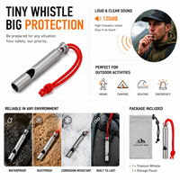 Sifflet d'urgence en titane pur, ultraléger 5g, sifflet de survie avec cordon, équipement de sécurité extérieur pour la randonnée, le camping et la randonnée à dos