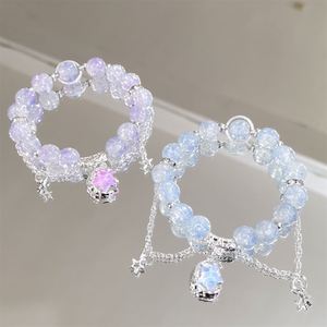 Pulsera de cuentas de cristal craquelado INS Fantasy Popcorn con dije de estrella, color degradado, para niñas y mujeres, pulseras de la amistad, regalo de joyería - Product Image 3
