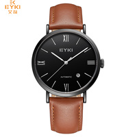 Montre personnalisée Eyki Fabricant OEM Ensemble de montres Bracelet en cuir Montre automatique Ensemble de bracelets en cuir pour homme