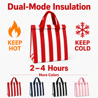 Sac isotherme pliable en non-tissé à rayures personnalisées, écologique, réutilisable, pour cadeaux, supermarché, vacances