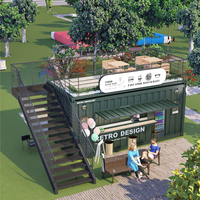 Restaurant modulaire préfabriqué en acier de 40 pieds avec cuisine intégrée pour bar, bistrot, commerce, kiosque mobile