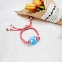 Bracelet en résine multicolore réglable fait main avec breloque nez de cochon, bijou en corde tressée style Ins, cadeau unisexe