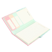 Cuaderno de Tapa Dura A5 B6 en Tonos Pastel, Bloc de Notas Adhesivas, Libro Combinado Multifuncional con Bolígrafo para Tomar Notas en Cualquier Momento