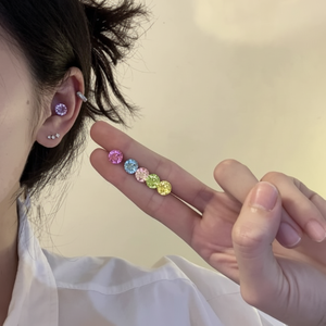 Orecchini di zircone rotondi da donna di lusso 8mm alla moda e versatili per stili dolci e Cool - Product Image 1