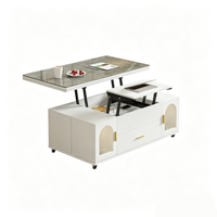 Table basse relevable multifonctionnelle et durable, table à manger 2-en-1, pliable, mobile, plateau en verre, pour salon