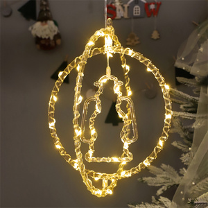 Navidad ambiente festivo Ciervo Campanas Pino Árboles <span class=keywords><strong>Luna</strong></span> Navidad LED Superficie Succión Ventana Decoraciones Luces - Product Image 3