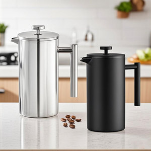 Cafetière à piston double paroi isolée en acier inoxydable - Product Image 1