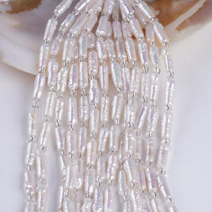 Perlas Barrocas Blancas de Agua Dulce Naturales de 5-6 mm, Cuentas Sueltas para Hacer Joyas y Collares, Forma Cilíndrica de Patata - Product Image 2