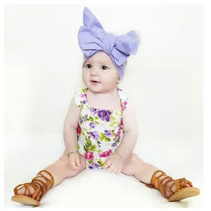 New Hot Summer Soft Fabric China Supplier Baby Clothes Printed Flower Lace Ruffled Romper