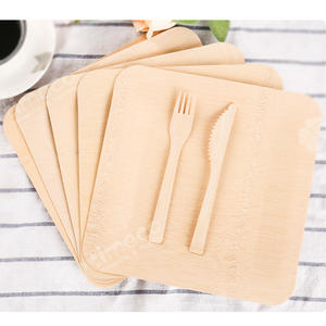 Vaisselle jetable en bois de peuplier pour restaurants, biodégradable, ensemble carré pour fêtes, 50 pièces/sac, marque <span class=keywords><strong>TIMECO</strong></span>, vente en gros - Product Image 1