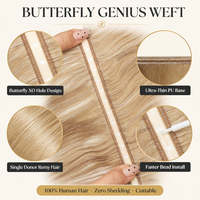 Extensions de cheveux naturels sans couture, double épaisseur, cheveux vierges européens, trame papillon XO injectée, trame Genius invisible pour cheveux fins