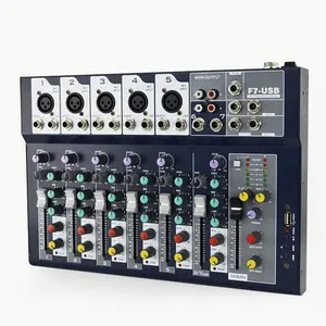 Manchez-F7 etapa profesional en Directo Karaoke Mini mezclador de Audio USB mezcla de sonido consola DJ KTV mostrar 7 canales