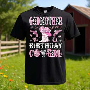 Camiseta rosa estilo western Godmother Of The Birthday Cowgirl - Product Image 3