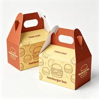 Boîtes d'emballage alimentaire personnalisées pour boulangerie, à emporter, déjeuner rapide, en carton blanc imprimé, boîtes de produits personnalisables en papier avec poignée